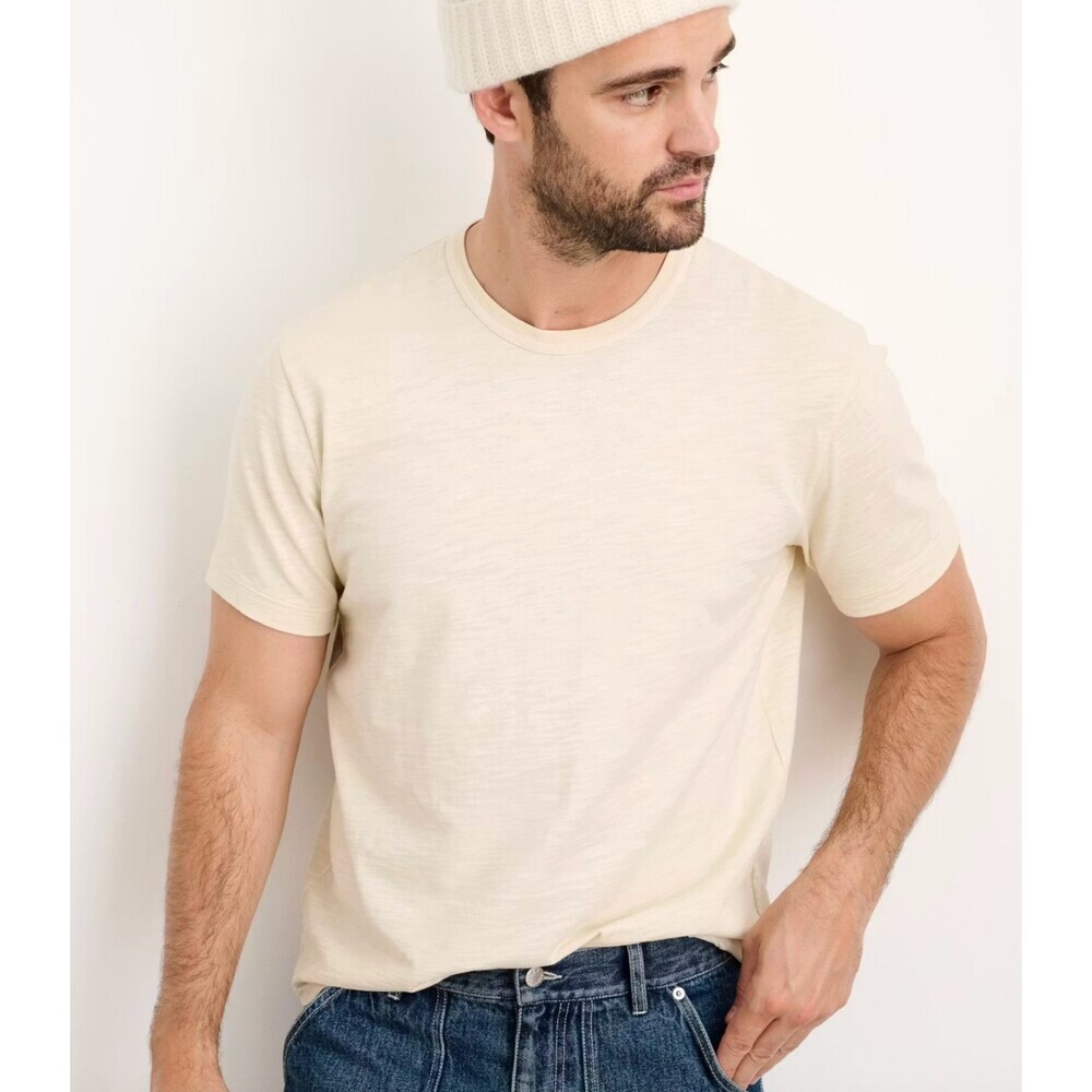 Alex Mill Standard T-Shirt In Slub Cotton in Almond Milk Ivory Size XL
